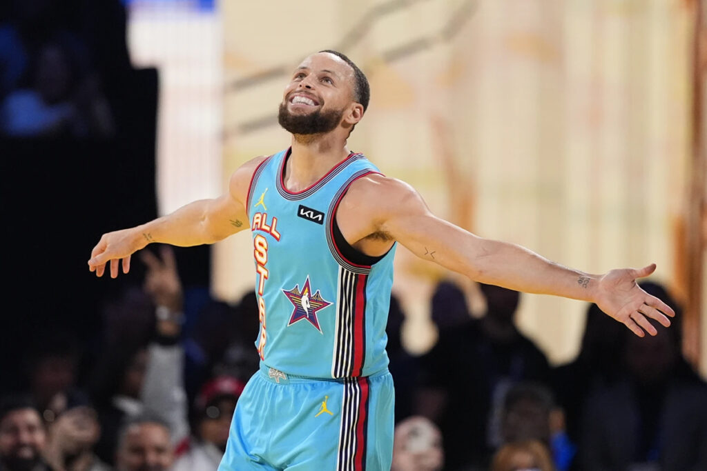 La celebrazione di Stephen Curry all'All Star Game