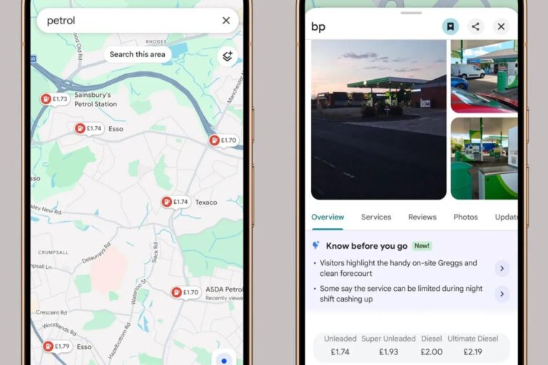 Nel Regno Unito Google Maps aggiunge i prezzi dei carburanti dai benzinai